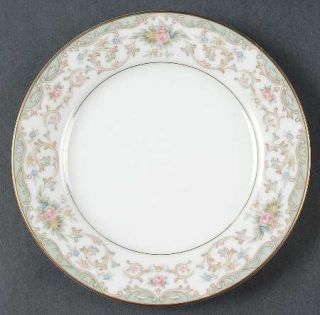 Noritake Croydon Bread & Butter Plate, Fine China Dinnerware   Green Border, Flo