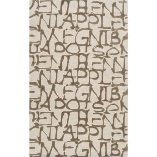 Mike Farrell Hand tufted Ivory Letters Bone Novelty Wool Rug (2 X 3)