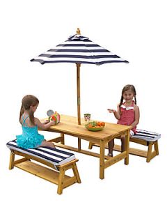 KidKraft Outdoor Table & Bench Set, Cushions & Umbrella   No Color