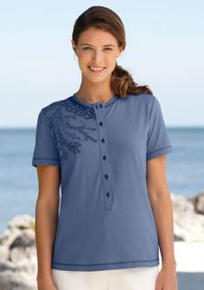 Short sleeved Henley With Placement Print, X Small