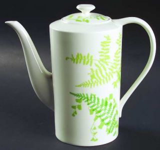 Mikasa Lacy Fern Green Coffee Pot & Lid, Fine China Dinnerware   Green Fern/Plan
