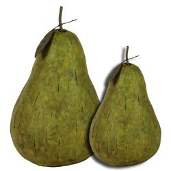 Resin Pear Set Of Two (ResinLarge dimensions 14.5 inches high x 8.5 inches wide x 8.5 inches deepSmall dimensions 10 inches high x 6 inches wide x 6 inches deep )