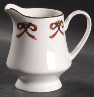 Gibson Designs Christmas Radiance Creamer, Fine China Dinnerware   Red Bows On R