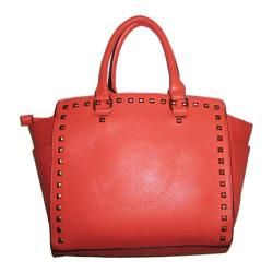 Womens Blingalicious Leatherette Handbag With Studs Q2026 Coral