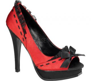 Womens Pin Up Pleasure 10   Red/Black Satin Ornamented Shoes