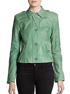 Celia Leather Jacket   Mint