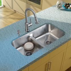 Vigo Undermount Stainless Steel Kitchen Sink/ Faucet/ Two Strainers/ Dispenser