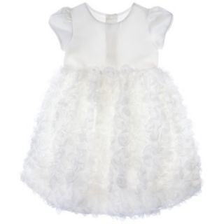 Rosenau Infant Toddler Girls Rosette Capsleeve Dress   White 4T