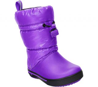 Childrens Crocs Crocband™ Gust Boot   Neon Purple/Black Bungee Lace Shoes