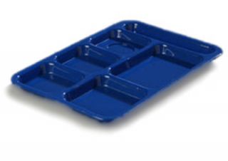Carlisle Rectangular (6)Compartment Tray   Right Handed, 14 3/8x10 Poly, Blue