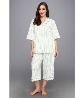 Karen Neuburger Plus Size Early Bloomer Elbow Sleeve Girlfriend Crop PJ Womens Pajama Sets (White)