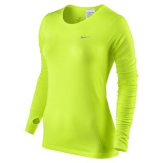 Nike Dri FIT Knit Long Sleeve Womens Running Shirt   Volt