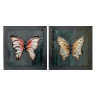 Crestview Collection Metal Butterfly Plaque   Set of 2   16.13W x 16.13H in. ea.