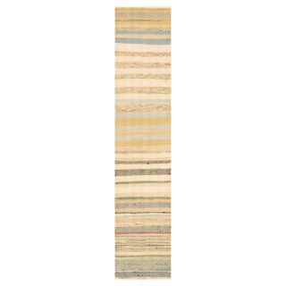 Apadana INC Vintage Striped Beige Rug   2.2 x 12.6 ft. Multicolor   10220924