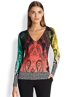 Etro Rainbow Paisley Silk Sweater   Black