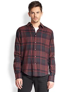 Vince Plaid Sportshirt   Burgundy