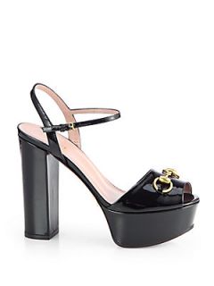 Gucci Claudie Patent Leather Platform Sandals