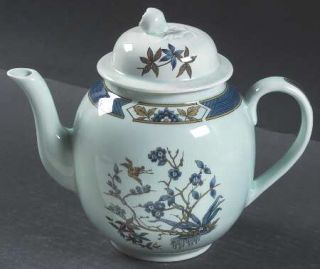 Adams China Ming Toi (Newer, Blue Band) Teapot & Lid, Fine China Dinnerware   Ne
