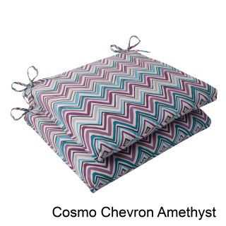 Pillow Perfect Cosmo Chevron Polyester Squared Outdoor Seat Cushions (set Of 2) (Amethyst, mulit, lily padMaterials 100 percent spun polyesterFill 100 percent polyester fiberClosure Sewn seamWeather resistant YesUV protection Care instructions Spot c