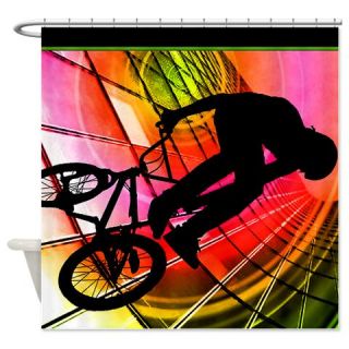  BMX in Lines and Circles Shower Curtain  Use code FREECART at Checkout