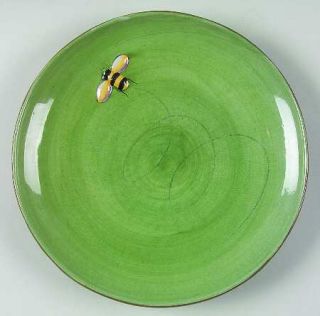 Pottery Barn Bee Salad Plate, Fine China Dinnerware   Embossed Bee,Green Backgro