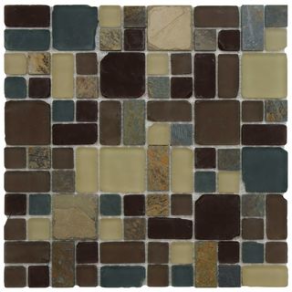 Somertile 11.75x11.75 inch Reflections Versailles Erie Glass And Stone Mosaic Tiles (case Of 10)