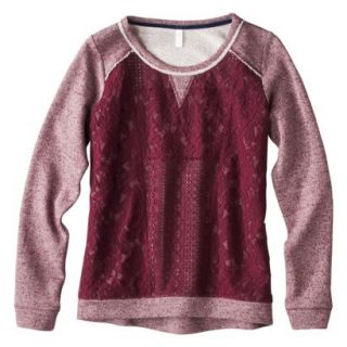 Xhilaration Juniors Lace Front Sweatshirt   Wine L(11 13)