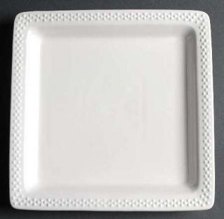 Grace Designs Beaded Edge (Square) Dinner Plate, Fine China Dinnerware   All Whi