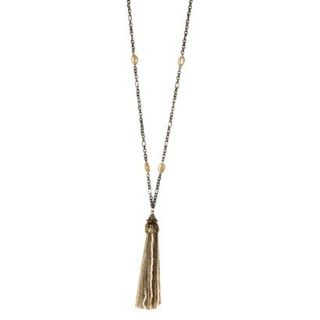 Womens Long Necklace   Ivory/Gold (36)