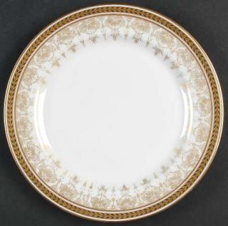 Jean Pouyat Poy32 Luncheon Plate, Fine China Dinnerware   Black Laurel, Gold Flo