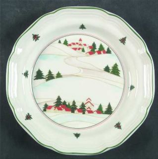 Mikasa Wonderland Salad/Dessert Plate, Fine China Dinnerware   Red&White Houses,