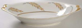 Meito Courtley 12 Oval Vegetable Bowl, Fine China Dinnerware   Gray/Tan Leaves,