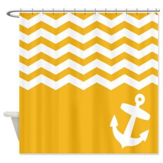  Nautical Yellow chevron anchor Shower Curtain  Use code FREECART at Checkout