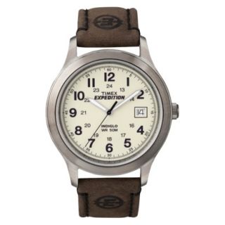 Mens Timex Cream Dial Watch   Brown