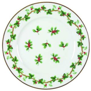 Waverly Holiday Bouquet Salad/Dessert Plate, Fine China Dinnerware   Holly, Red