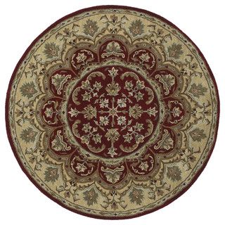 Hand tufted Scarlett Burgundy Flower Round Wool Rug (119)