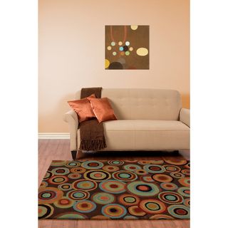 Hand tufted Contemporary Multi Colored Circles Geometric Current New Zealand Wool Rug (5 X 8)