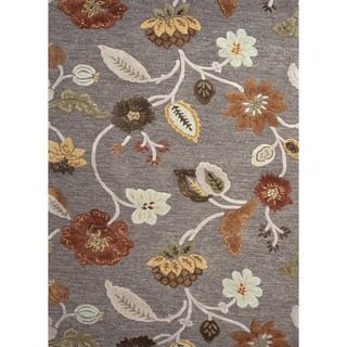 Hand tufted Gray Floral Wool/silk Rug (36 X 56)