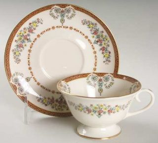 Gorham Grande Motif Footed Cup & Saucer Set, Fine China Dinnerware   Museum Col,