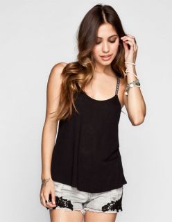 Embroidered Strap Womens T Back Swing Tank Black In Sizes Medium, Large