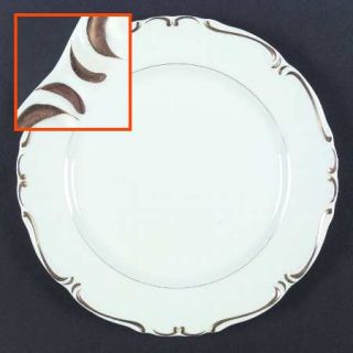 Ucagco Heirloom Dinner Plate, Fine China Dinnerware   Gold Scrolls Off Edge,Scal