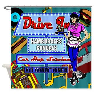  At the Drive In Retro 50s Memories Shower Curtain  Use code FREECART at Checkout