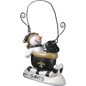 New Orleans Saints Sledding Snowman Ornament