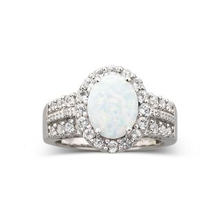 Lab Created Opal & White Sapphire Ring, Womens