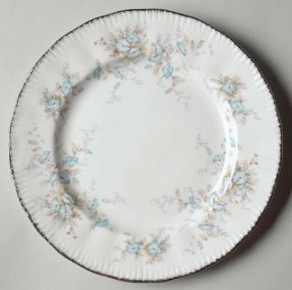 Paragon Fleurette Salad Plate, Fine China Dinnerware   Blue&Yellow Flowers, Gray