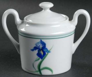 Ceralene Iris Sugar Bowl & Lid, Fine China Dinnerware   Menton/Empire Shape,Blue