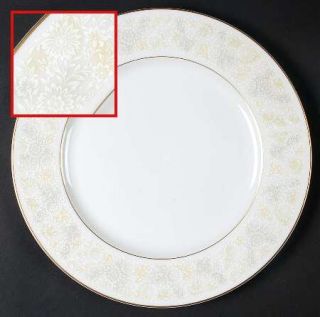 Sango Rainsong Dinner Plate, Fine China Dinnerware   White Floral Rim W/Yellow&G