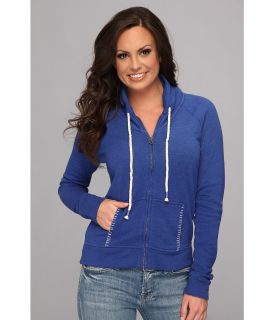 Lucky Brand Cowl Zip Up Hoodie Womens Sweatshirt (Blue)