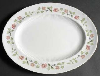 Wedgwood India Rose 13 Oval Serving Platter, Fine China Dinnerware   Pink/Yello