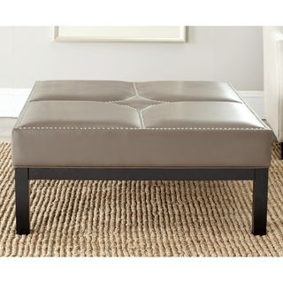 Safavieh Terrence Clay Grey Leather Cocktail Ottoman